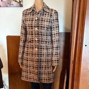 Ann Taylor Cream and Brown Trench Coat